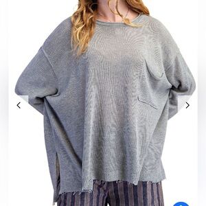 Oversized Lightweight Gray Knit Sweater large Easel